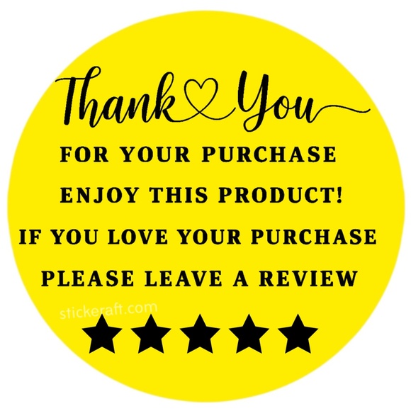 Thank You for Purchase Stickers – 2 Inch, 5 Star Review Labels – 100 PCS NEW - Picture 5 of 15